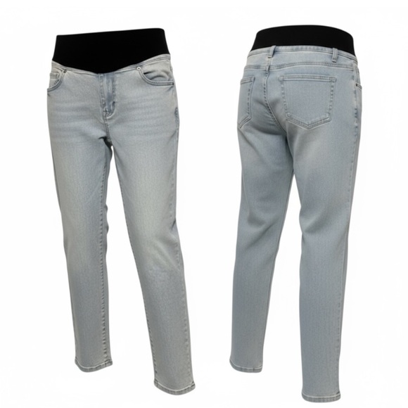 Maternity Jean Light-wash Grey Comfort Stretch Straight Mid-rise Casual S 4-6 - Picture 1 of 13